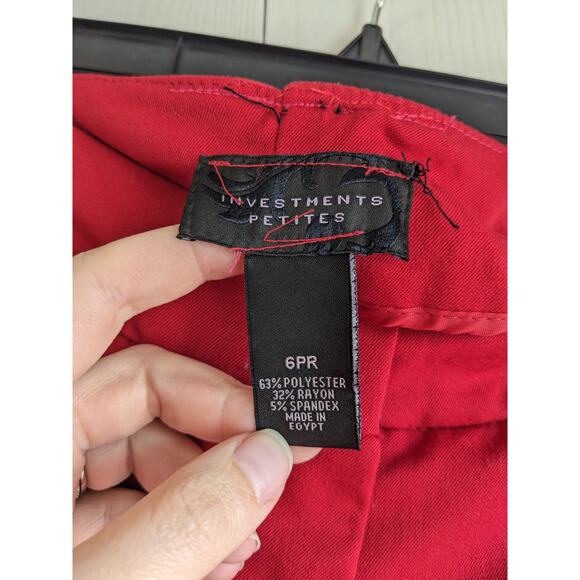 Investments Women's Red Casual Mid Rise Straight Leg Blended Fiber Pant Size 6PR - Picture 2 of 3